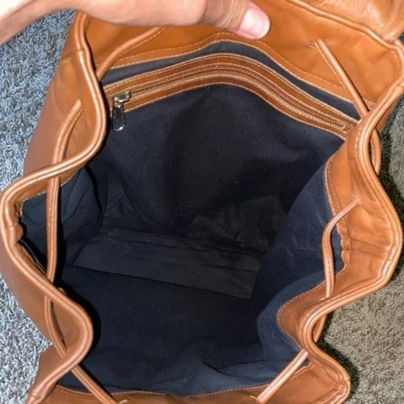 Vintage Coach XL British Tan Leather Rucksack Travel Bag Carry On Backpack - Picture 2 of 11